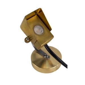 Brilliance Angler MiniBeam 400 Lumen 3000K 6W 36 Degree Brass assembled with 400 Brass Shield SS Stake and Weighted Brass Base