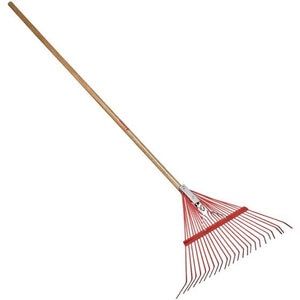 Corona Red Spring Brace Leaf Rake 24 Tine Steel Head 54 in. Wood Handle