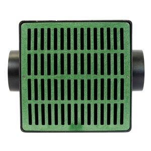 NDS Square Catch Basin Kit Green With Grate, 2 Outlets & Plug 12 in.