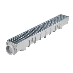 NDS 5 in. Pro Traffic Drain Channel Kit Gray 39-3/8 in. Long With Galv. Steel Grate, End Outlet & End Cap