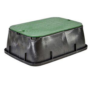 NDS Standard Valve Box Tapered Rectangle 14 in. x 19 in. x 6 in.H Black Box/Green Lid Overlapping ICV