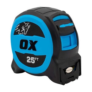 OX TOOLS Pro 25-ft Tuff Blade Tape Measure - Magnetic Dual Hook and 1 1/4 in. Wide Blade