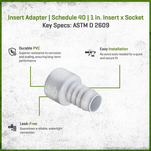 Sch 40 PVC Insert Adapter 1 in. Insert x Socket