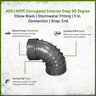 ADS HDPE Corrugated External Snap 90 Degree Elbow Black 4 in.