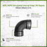 ADS HDPE Corrugated External Snap 90 Degree Elbow Black 3 in.