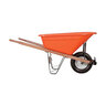AML Poly Tray Wheelbarrow, Orange 6 cu ft Tray w Wood Handles Flat Free Tire AMLng