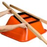 AML Poly Tray Wheelbarrow, Orange 6 cu ft Tray w Wood Handles Flat Free Tire AMLng