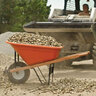 AML Poly Tray Wheelbarrow, Orange 6 cu ft Tray w Wood Handles Flat Free Tire AMLng