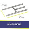 12 in. x 6 in. H-Style Stainless Steel Fireplace Burner