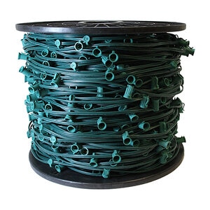 C9 String Light Green Wire 20 AWG 12 in. Spacing 25 ft.