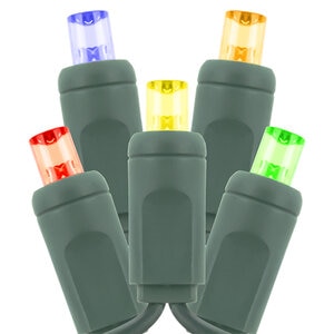 American Lighting Standard Grade 5mm Multi Color Led Light String 70 Led 4 in. Spacing 120V 6.8W 20Awg Green Wire Fused Stk Plug Female Socket Cul