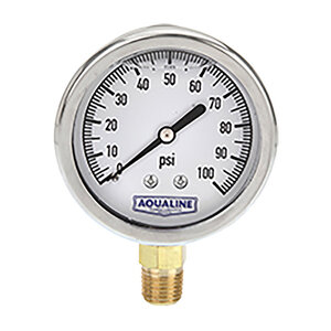 Liquid Filled Pressure Gauge 0-200 PSI 1/4 in. Lower Mount 