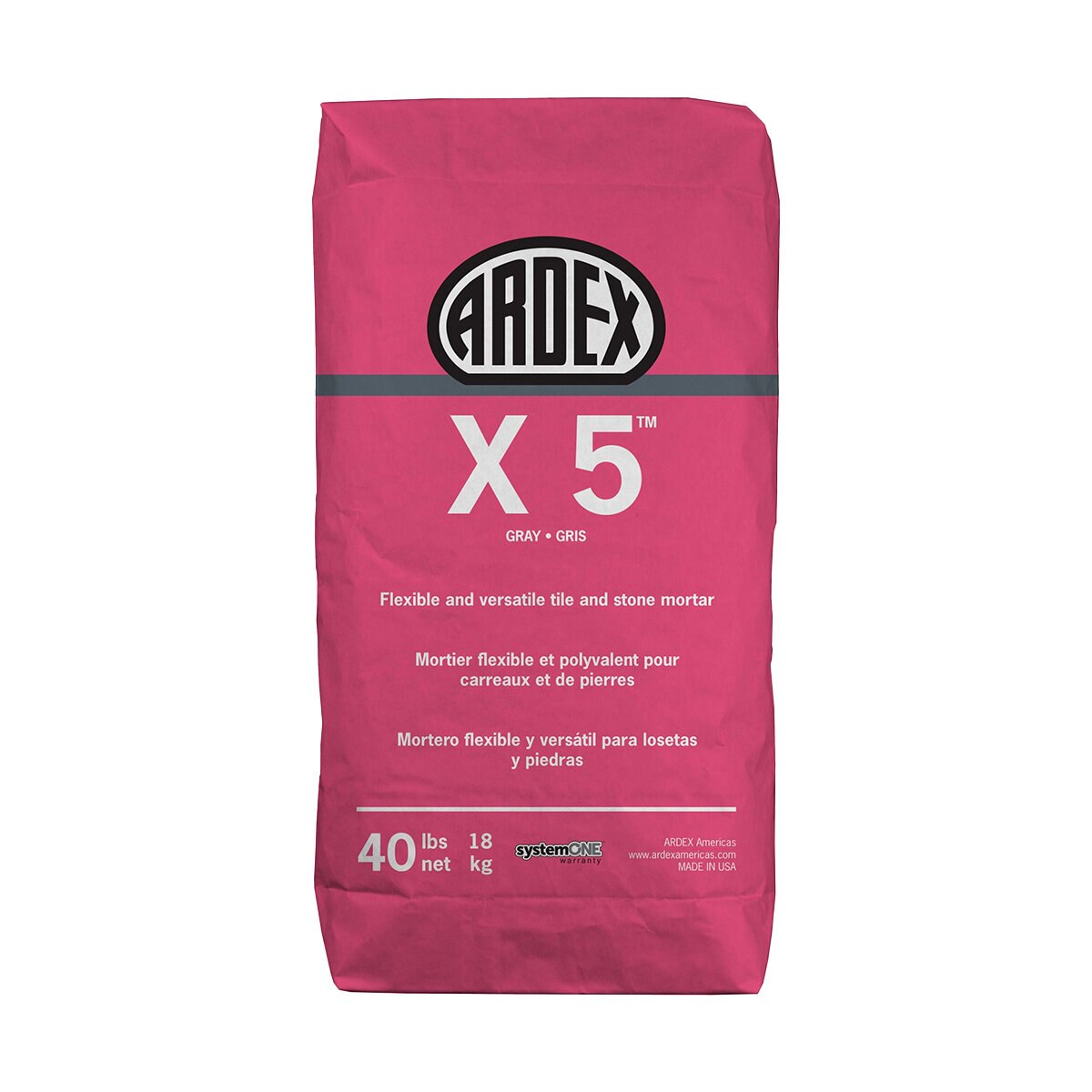 Ardex X5 Flexible Tile and Mortar Gray 40 lb. Bag (64 bags/pallet ...