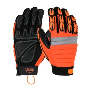 PIP BOSS Miners' Mechanic Gloves Hi-Vis Patch Padded Adjustable X-Large