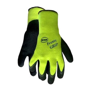 PIP Boss Winter Glove Frosty Grip String Knit/Latex Palm Reusable Hi-Viz Neon Green X-Large