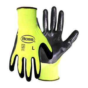 High-Vis Green Polyester Shell with Palm Dipped Flat Nitrile Medium