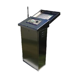 Baseline Lte At&T Cell Modem Gateway Installed In Large 16 - Gauge Stainless - Steel Pedestal w/ a Bl - Eth - Sw 5 - Port Ethernet Switch