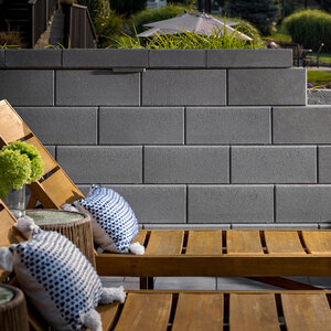 Belgard Diamond Pro Pin System Wall Smooth Face Shaded Gray 18 in. X 12 in. X 8 in. (40 pc./pallet)