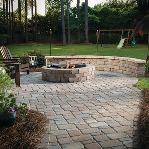 Belgard Weston Stone Fire Pit Magnolia with Ring / Grate Insert