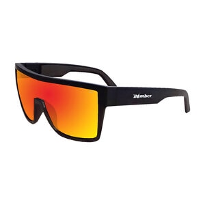 Bomber Buzz-Bomb Glasses Matte Black Frame Red Mirror PC Safety Lens Gray Foam