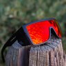 Bomber Buzz-Bomb Glasses Matte Black Frame Red Mirror PC Safety Lens Gray Foam