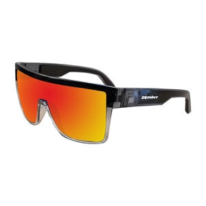 Buzz-Bomb Glasses 2-TN Crystal Smoke Frame Red Mirror PC Safety Lens Gray Foam