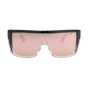 Bomber Buzz-Bomb Safety Glasses Polarized Pink Mirror Lens Crystal Frame