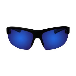 Bomber REGGIE Safety Glasses Matte Black Frame Blue Mirror Lens