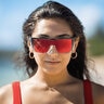 Buzz-Bomb Glasses 2-TN Crystal Smoke Frame Red Mirror PC Safety Lens 
