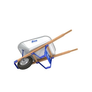 Bon Tool Trade Tough Steel Tray Wheelbarrow 6 cu.ft. Single Knobby Tire Wood Handle