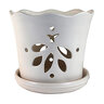 Butterfly Orchid Pot with  Saucer Matte White 8 in. x 8 in.