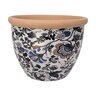 Pot Abigail Floral Blue & White w/Terra Cotta Rim 8 in. x 6 in.