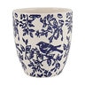 Pot Bird on Branch Planter w/Attached Saucer Blue & White 6-1/2 in. x 6-1/2 in.