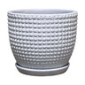 Deco Egg Pot w/Attached Saucer White 8-1/4 in. x 7-3/4 in.