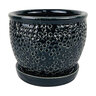 Pebble Planter w/Attached Saucer Black 10-1/4 in. x 9 in.