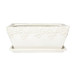 Ivy League Window Box w/Attached Saucer Moonstone 12 in. x 5-1/2 in.