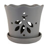 Butterfly Orchid Pot with Saucer Matte Grey 8 in. x 8 in.
