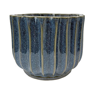 Petoskey Ribbed Planter Yale Blue 8 in. x 6-1/2 in.