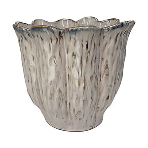 Pirouette Scallop Rim Planter Flecked Cotton 9 in. x 8 in.