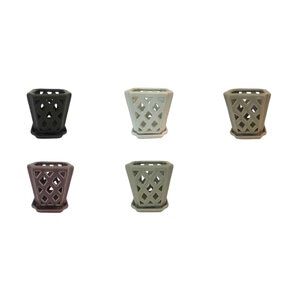 Mini Diamond Orchid Pot w/ Saucer 3-1/2 in.