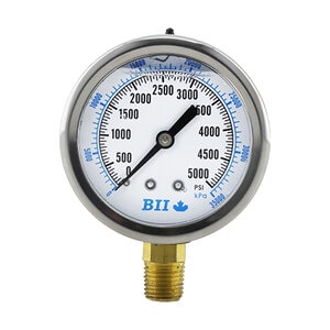 Pressure Gauge Stainless Steel 2-1/2 in. 1/4M 200 PSI