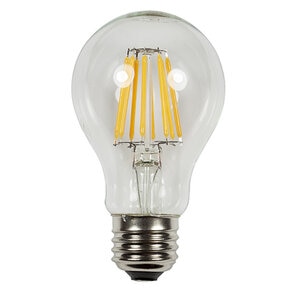 Brilliance LED A19 EDGE Filament Lamp, 6.5W, 2700K Color Temperature, Clear Finish, 110-130VAC, Dimensions: 3 in. Height x 2-3/8 in. Length