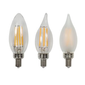 Brilliance Candelabra Filament EDGE Flame 3.5W 2700K Clear 12 VAC LED Lamp - Warm White Finish with 4.12 Amps Amperage Rating