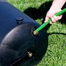 Push or Tow 28 Gallon Poly Lawn Roller with Easy-Turn Plug, 18 in. x 24 in.