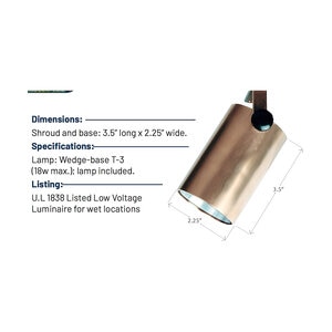 CAST Adjustable Niche Light 2.5W T5 LED w/ 25 ft. 18 Gauge 2 Strand Lead