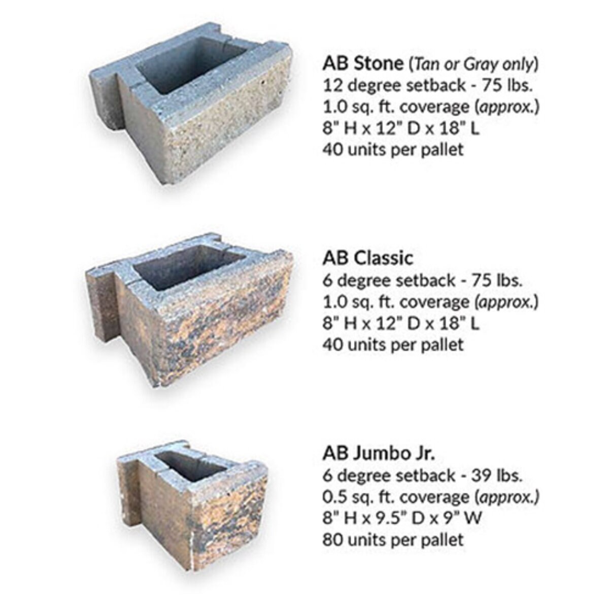 Calstone Allan Block Jumbo Jr. Gray/Charcoal/Tan 91/2 in. x 8 in. x 9