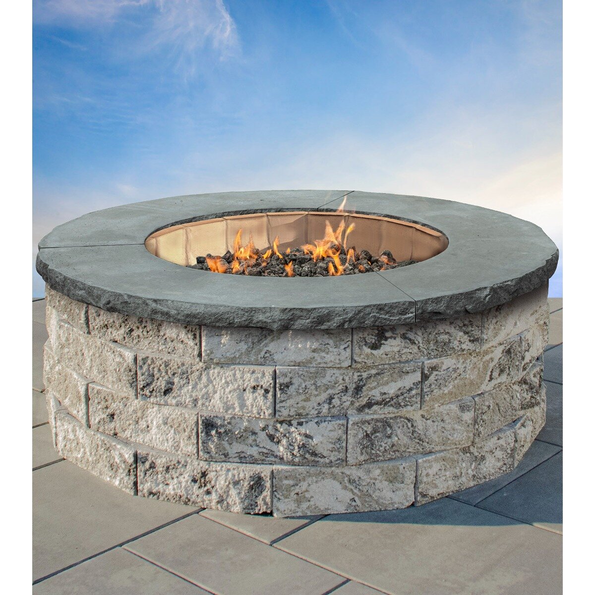 Cambridge Firepit Kit Garden Wall Split Face Limestone Quarry Blend NG ...