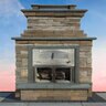 Cambridge Mini Fully Assembled Olde English Wall Fireplace Non-Tumbled Toffee Onyx Lite with Bluestone Trim
