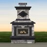 Cambridge Mini Fully Assembled Olde English Wall Firewood Box Right Side Non-Tumbled Limestone Quarry Blend with Coal Trim