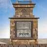 Cambridge Fully Assembled Olde English Wall Firewood Box Right Side Non-Tumbled Sahara Chestnut Lite with Chestnut Trim